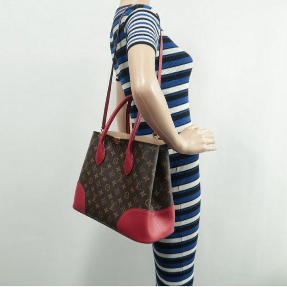 100% Authentic Louis Vuitton Flandrin Brown&Red Monogram Canvas Satchel  Bag - Picture 12 of 12